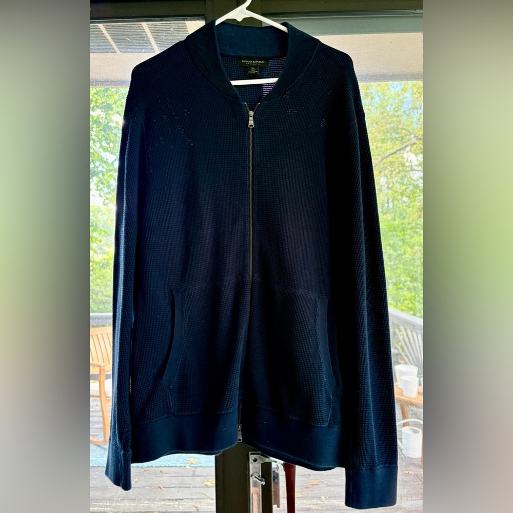 Banana Republic Men's Navy Zip-Up Sweater